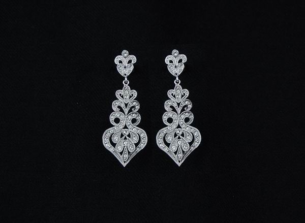 Rhodium Earrings for Bride with Swarovski Crystals ref. 80613